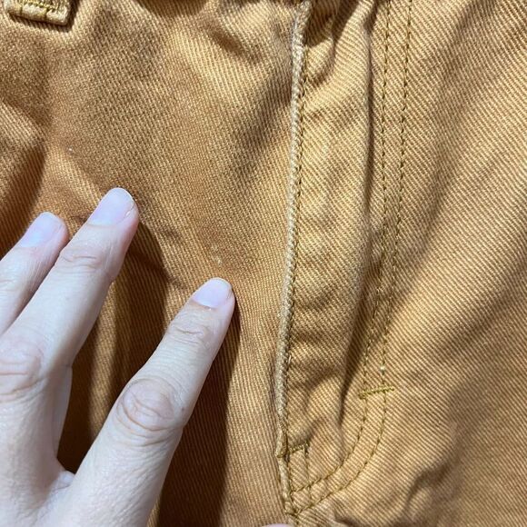 Finest Thread Luxury Goods Straight Leg Jeans Denim 34x32 Brown Orange 5 Pockets - Picture 5 of 11